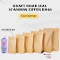 5 pcs Food Grade Quad Seal Kraft Bag With Zipper Paper Snack Packaging Bag Supplies